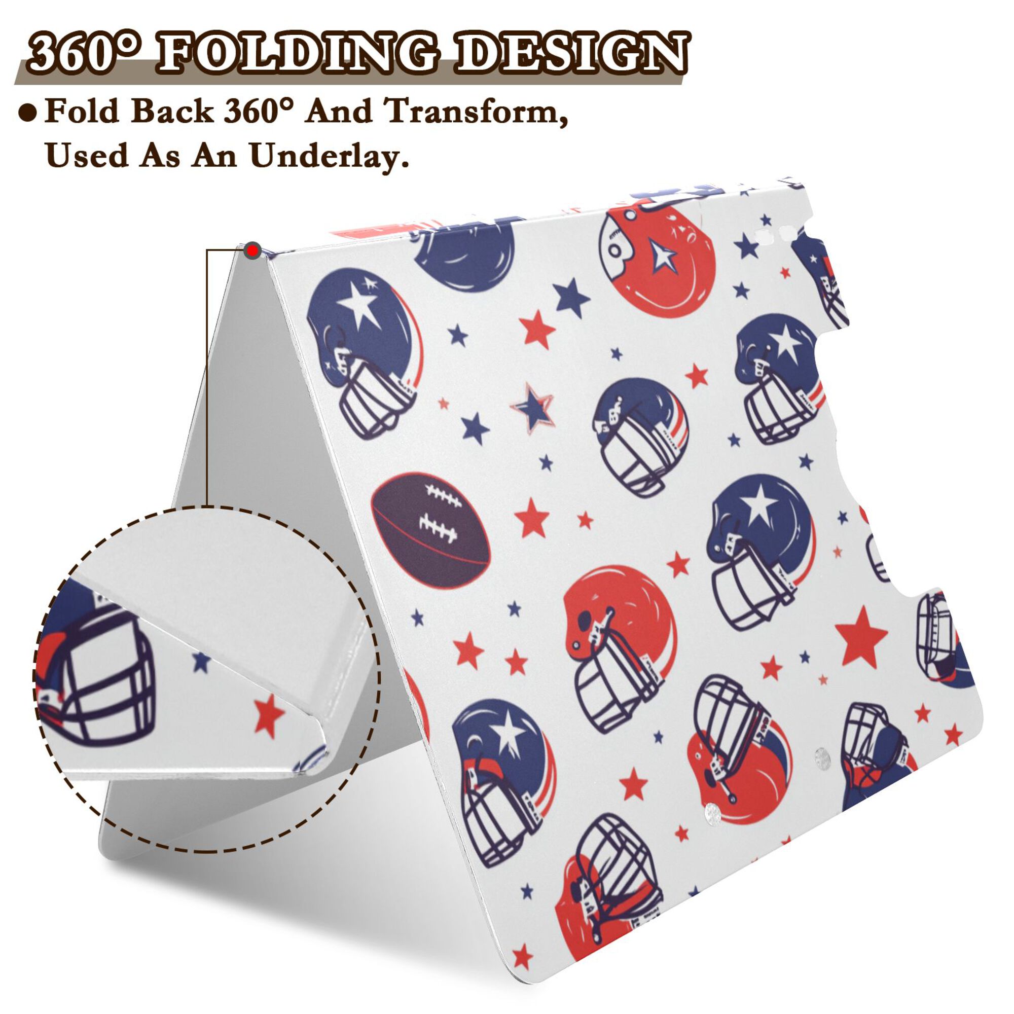FORMRS A4 Clipboard Folder with Pen Holder Horizontal Foldable School Office Binder, Star Spangled Helmets