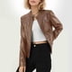 thumbnail image 4 of Chaquetas y abrigos casuales sin capucha de manga larga para mujer, chaqueta de cuero de moda para mujer, abrigo de cuero con solapa corta, traje de motociclista, chaqueta de cuero para mujer, parte s, 4 of 5