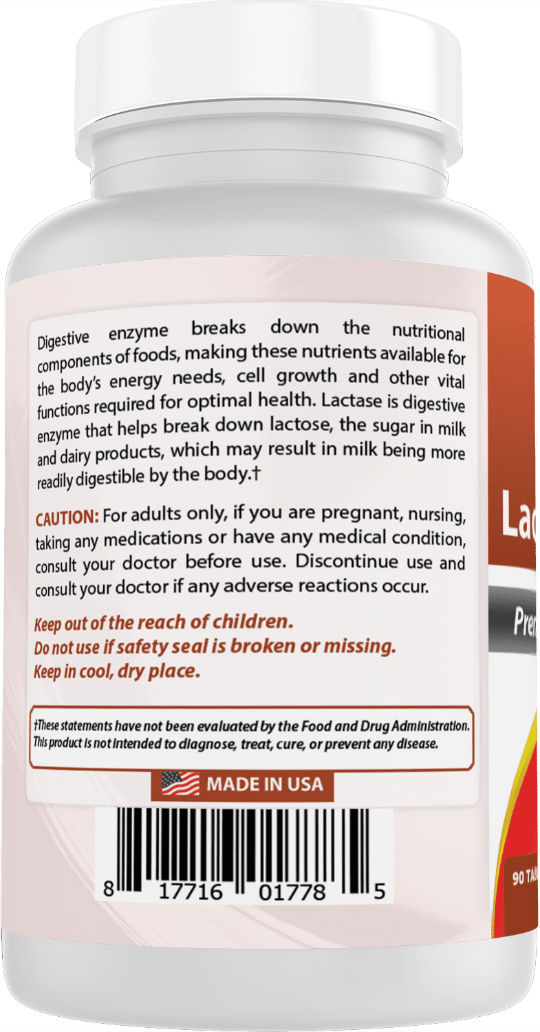 2 Pack Best Naturals Natural Lactase Enzyme 9000 FCC ALU 90 Tablets | Lactose Intolerance Relief Tablets