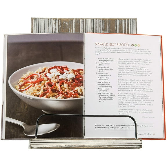 MyGift Rustic Torched Wood and Black Metal Cookbook Stand Holder, Brown