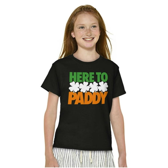 St Patricks Day Here to Paddy Pun Crewneck T Shirts Boy Girl Teen Brisco Brands S
