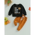 thumbnail image 3 of ZINTAOZT Toddler Baby Boys Halloween Outfits Mr Steal Your Pumpkin Sweatshirts Tops Casual Pants Set 2Pcs Fall Clothes, 3 of 8