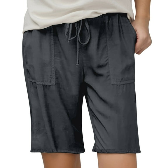 Shorts for Women Trendy Summer 2025 Drawstring Wide Leg Cropped Pants Comfort Baggy Dressy Casual Womens Jorts S-5XL