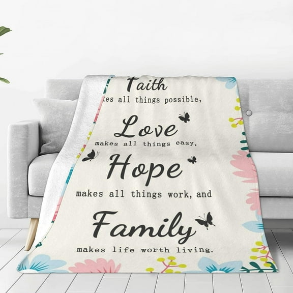 LHSHID Faith Hope Love Bible Verse Throw Blankets Travel Blanket Cozy Plush Keep Warm Throws Inspirational Christian Gift for Mom Women 30"x40"