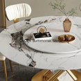 thumbnail image 3 of Stainless Steel Round Table With 360&deg;Rotating Smooth Turntable Designer Rock Slab Kitchen Table Chair Esstisch Dining Furniture My Lux Decor Round, 3 of 11