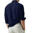 thumbnail image 5 of WTXUE Button-Up Shirts Long Sleeve, Notch Neck Shirts for Men Lapel Loose Shirt Cardigan Solid, Linen Shirts, Outerwear for Men Navy 3XL, 5 of 7