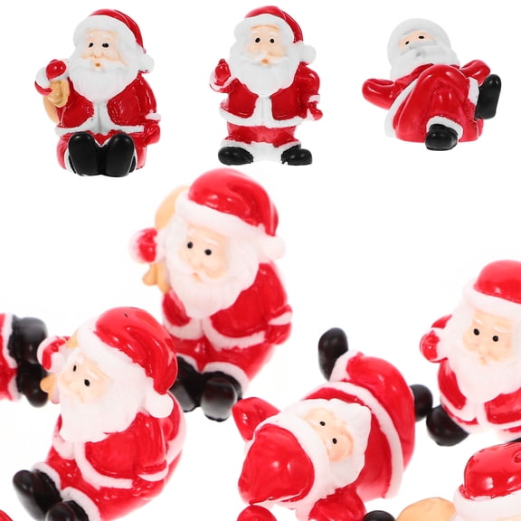 CRILSTYLEO 12-Piece Small Santa Claus Figurines Miniature Red Resin Decorations for Living Room and Holiday Display