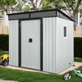 thumbnail image 4 of 6x5 FT Galvanized Steel Storage Shed - Features Window, Sloped Roof & Transparent Plate for Weatherproof Tool Organization, 4 of 8