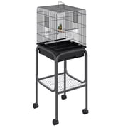 45-inch Metal Indoor Bird Cage, Parrot Cage, Bird Aviary with Detachable Rolling Stand, Storage Basket, and Accessories - Black
