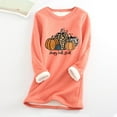 thumbnail image 2 of Ichuanyi Womens Fall Tops, Women Thick Faux Fleece Thanksgiving Sweatshirt Christmas Print Velvet Warm O-neck Underwear Top, 2 of 3