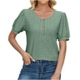 thumbnail image 2 of ALLLIST Ladies Tops Green Solid Crew Neck Short Sleeve Button T-Shirts Tshirt Dress Women XL, 2 of 6
