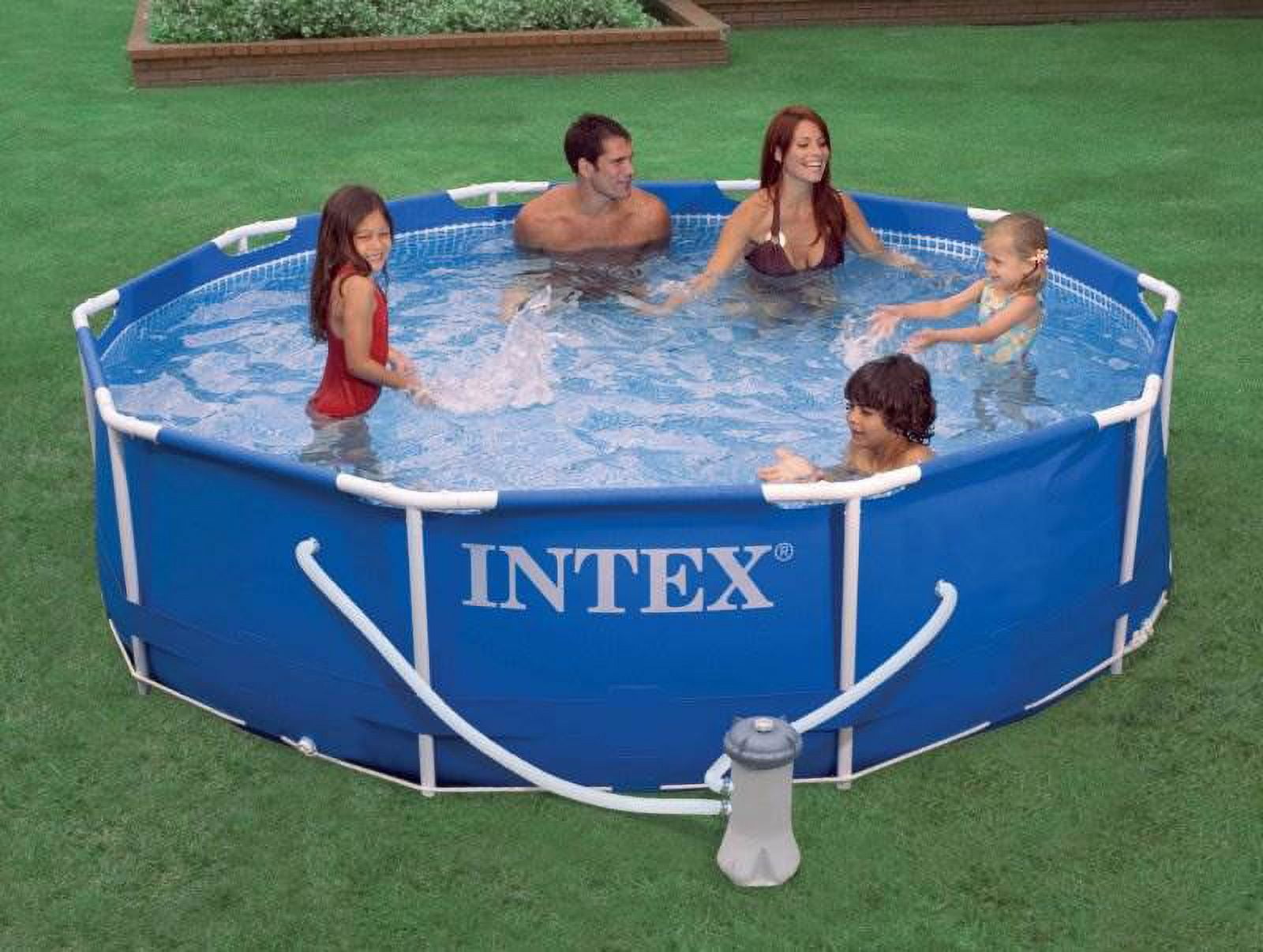 Intex 10ft x 30in Metal Frame Above Ground Pool Set & 6 Type H Filter Cartridges