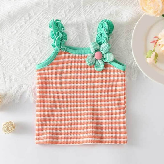 Ketyyh-chn99 Toddler Tank Tops Girls Teen Girl T Shirts Undershirts Cami Baby Toddler Girls Sleeveless Fashion Tank Top Vest Orange,6-9 Months