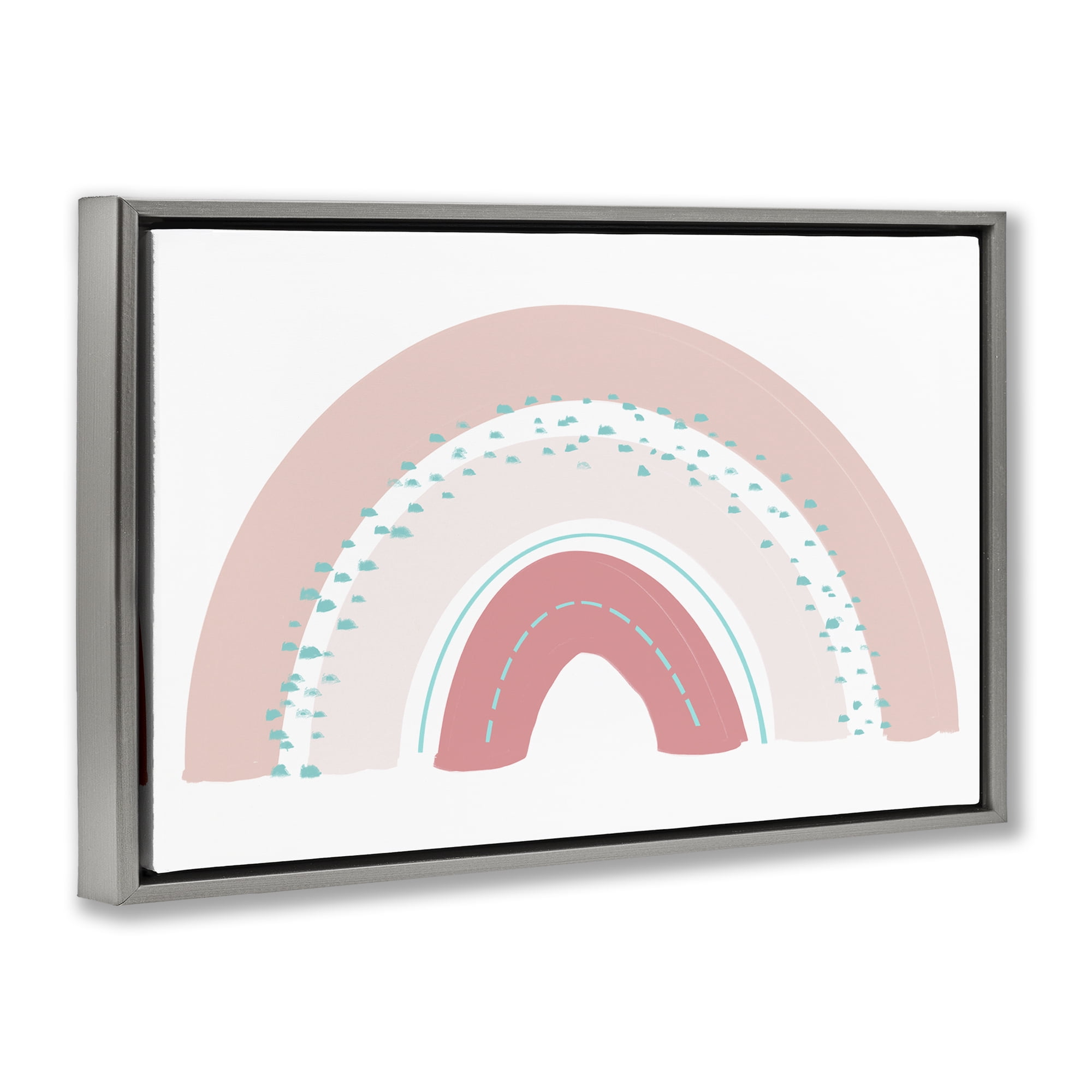 Stupell Industries Pink Rainbow with Speckles Gray Framed Floater Canvas Wall Art, design by Emily Navas
