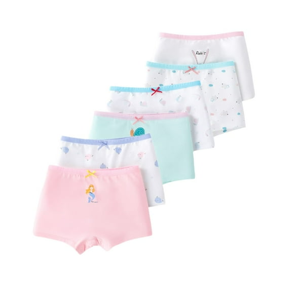 Uccdo 3-11T Girls Cotton Underwear Hipster Briefs Toddler Big Girls Cute Printed Undies Panties, 6 Packs