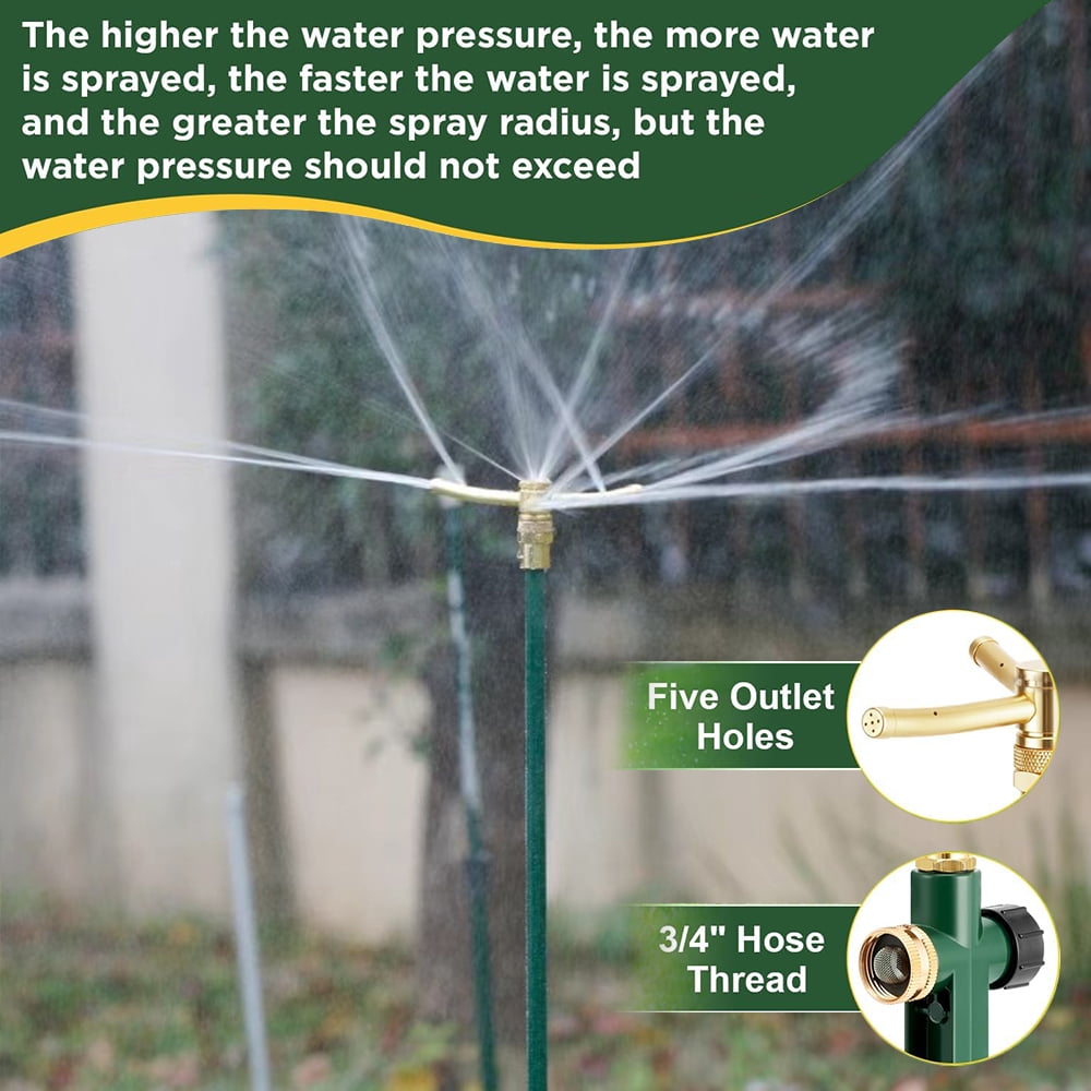2 Pack 3-Arm Garden Sprinkler, 360 Degree Rotation Lawn Sprinkler, High-Rise Lawn Watering Irrigation System, Adjustable Height