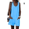 thumbnail image 3 of Sonducket Mono sin mangas con cuello para mujer, mono informal para caminar en la playa Vestidos Azul S, 3 of 5