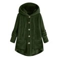 thumbnail image 5 of Buttoned Irregular Hooded Plush Top, 5 of 6