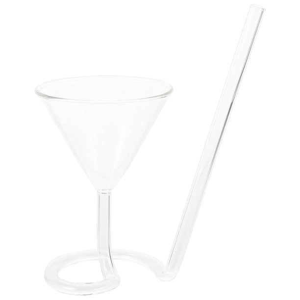 EeaseMX Copa de cóctel en espiral creativa, copa de vino de cola larga, copa de vino con pajita, copas para brindar, copa de vino (transparente)