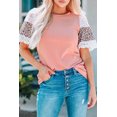 thumbnail image 1 of ABPHQTO Top suelto con empalme de encaje con estampado de leopardo para mujer, 1 of 5