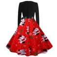 thumbnail image 4 of Moda mujer otoño Navidad cuello en V estampado suelto cómodo vestido de manga larga Fridja qw3825, 4 of 5