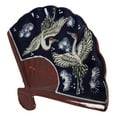thumbnail image 4 of Ebros Set Of 4 White Storks Night Sky Oriental Fan Shaped Appetizer Sushi Plates, 4 of 6