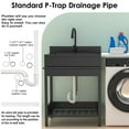 thumbnail image 7 of 26 Inch Utility Sink, 304 Stainless Steel Sink Free Standing Sink with Cold and Hot Water Pull-out Faucet, Heavy Duty Laundry Sinks for Workshop, Laundry Room, Garage, Greenhouse, Pet Care 26x20 In, 7 of 7