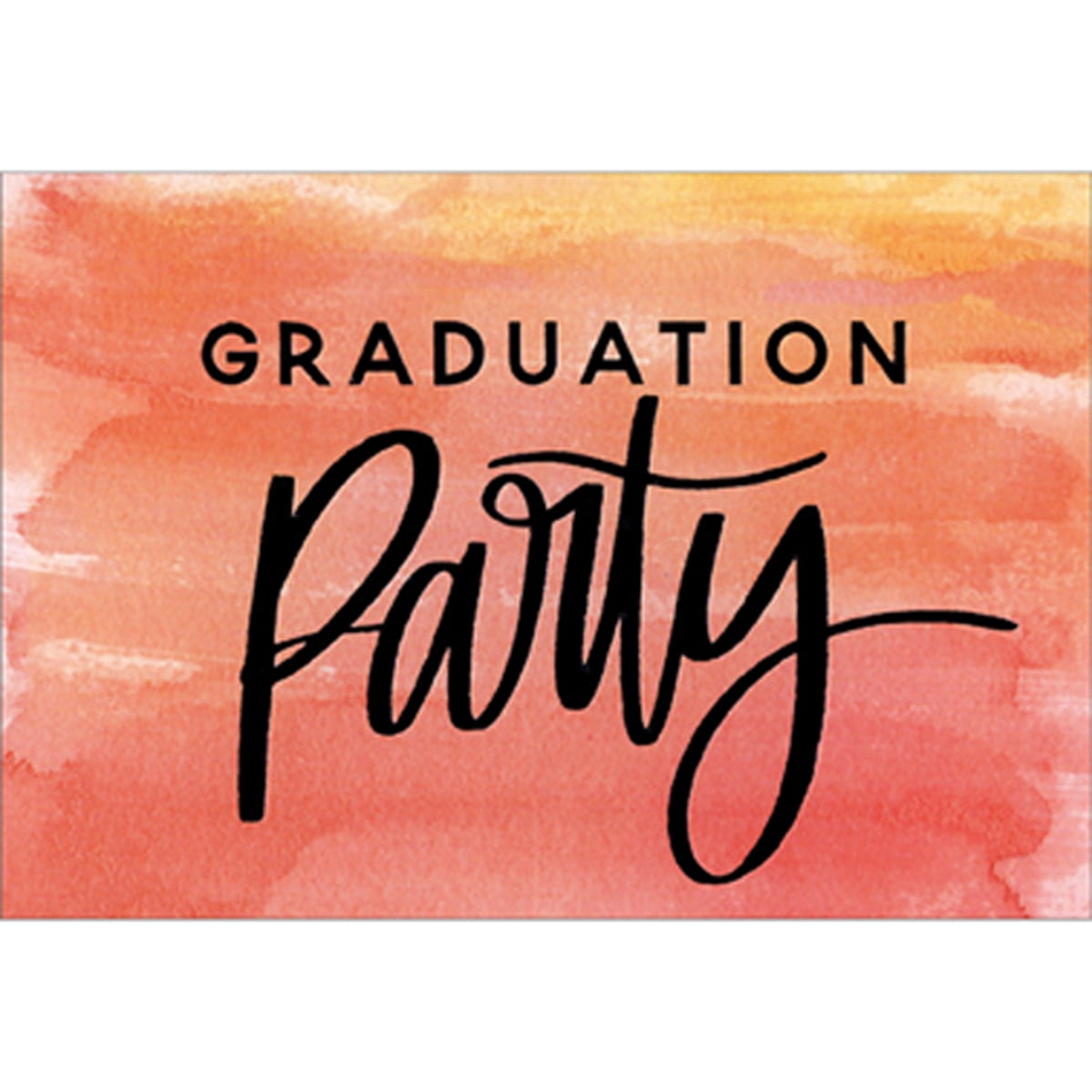 Designer Greetings Pink and Yellow Horizontal Watercolor Brush Strokes Package of 8 Graduation