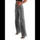 thumbnail image 3 of Pantalones Vaqueros de Pierna para Mujer, Cintura Alta, Elásticos, con Dobladillo Sin Rematar Gris XL, 3 of 8