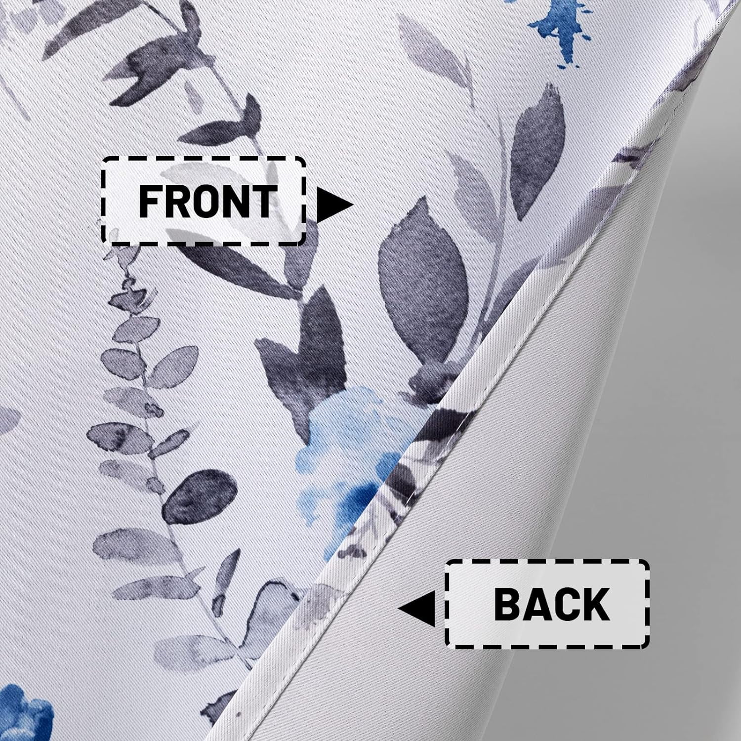 2 Pack Blackout Window Valance, 18 Inches Long Kitchen Window Curtains Over Sink Rod Pocket Pattern Valance for Bathroom Bedroom Living Room, Blue & Grey