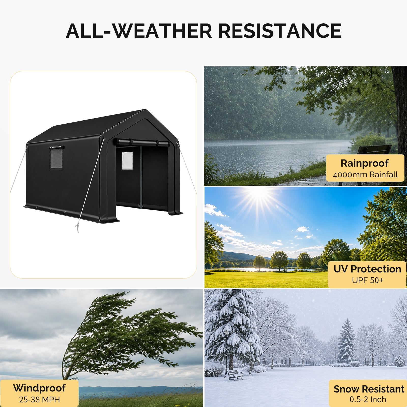 8x10 FT Storage Shed with 2 Roll-up Windows, Heavy Duty Bike Tent