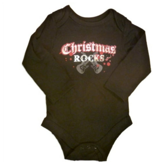 Baby Glam Infant Boys & Girls Bling Creeper Christmas Rocks Bodysuit Black Shirt