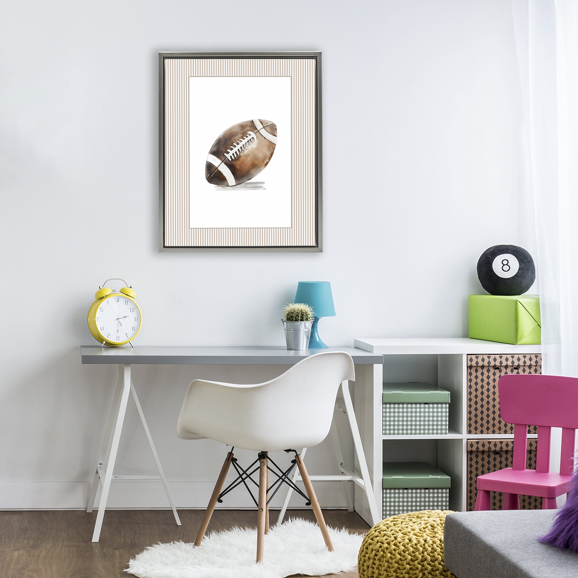 Stupell Industries Vintage Sports Football Gray Framed Floater Canvas Wall Art, design by Christine Simpson Art