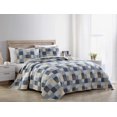 thumbnail image 2 of Chezmoi Collection Douglas 3-Piece Printed Patchwork Cotton Quilt Set - Floral Plaid Striped Multicolor - Stone Washed Lightweight Bedspread, King Size, 2 of 4