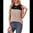 thumbnail image 2 of Camiseta Sin Mangas Informal de Verano con Cuello Redondo y Bloques de Color para Mujer, Color Negro y Albaricoque M, 2 of 8