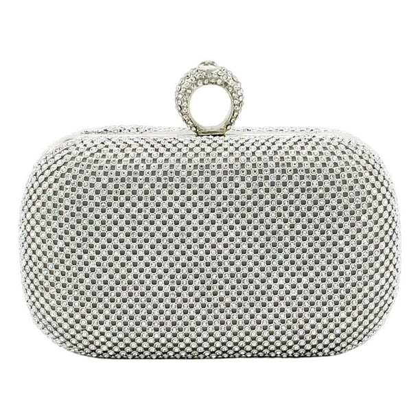 Bolso de noche portátil para mujer, bolso de bolsillo con mango de espejo para llave de teléfono, bolso de mano, bolso de mano brillante para boda,