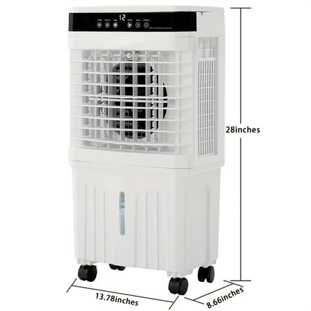 Energy-Efficient & Quiet Evaporative Air Cooler with Remote, 3-Speed, 12H Timer, Oscillation, Natural Wind, Ice Making for Rooms up to 300 Sq.Ft