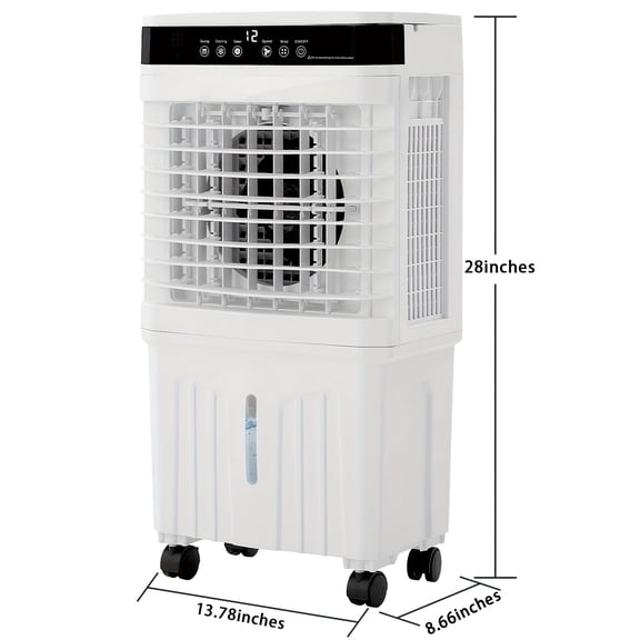 Evaporative Air Cooler with Remote Control, 3-Speed Fan, 12H Timer, Oscillation & Natural Wind Mode, Ice Making - Energy-Efficient Cooling System, Quiet Operation, for Home, Office, Bedroom, Living