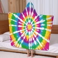 thumbnail image 5 of Rainbow Tie Dye Mandala Pattern Hooded Bath Towel，60"x35" for Ages 3 To 12 Kids, Quick Dry Lightweight Soft Microfiber Hood Beach Towel Cover Up for Kids, 5 of 7