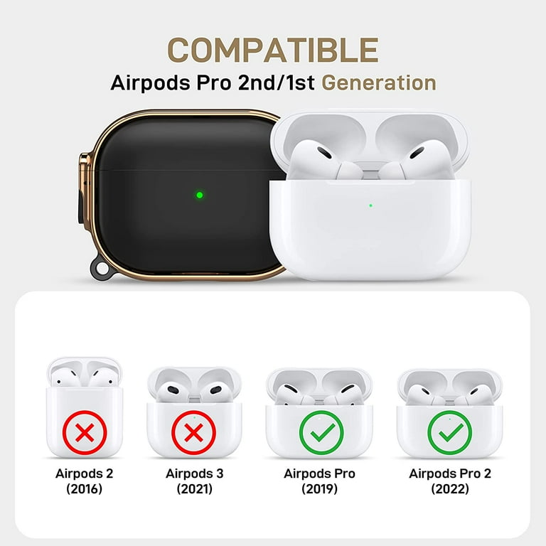 Zendure for Airpods Pro 2nd Generation 1st Generation Case Cover with Lock Protective Hard AirPod Pro 2 Case for Women Men with Keychain for Airpods Pro 2023 2022 2019 Black Rose Gold Walmart