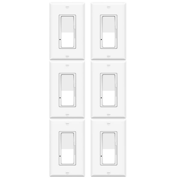 Dimmer Light Switch,Greencycle 6PK Single Pole/3 Way Dimmer Switch for Dimmable 150W LED CFL Light,600W Halogen and Incandescent,15A 120V,Neutral Wire Not Required,Residential/Commercial,ETL Listed