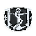 thumbnail image 2 of Bling Jewelry Mens Mens Silver Ring Nautical Black Onyx Gemstone Anchor Signet .925 Sterling Silver, 2 of 5