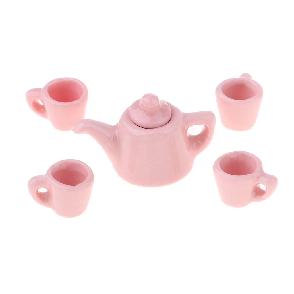 5 Pieces Porcelain Ceramic Tea Set toy for kids Mini Kitchen Playset