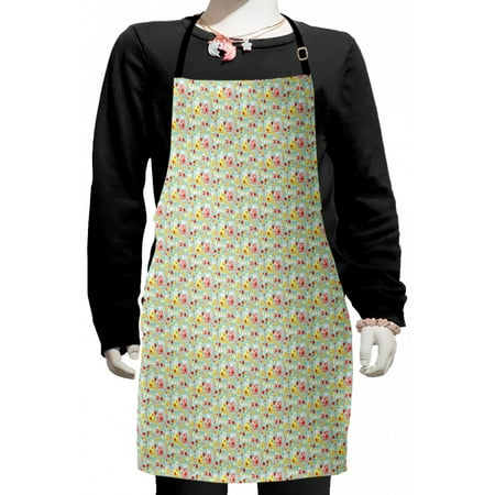 

Summer Kids Apron Fresh Drinks Illustration of Cold Fruity Beverages Boys Girls Apron Bib with Adjustable Ties for Cooking Baking Painting Almond Green Multicolor by Ambesonne