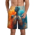 thumbnail image 2 of Uemuo Surreal Body Art Pattern Men's Swim Trunks Hawaiian Beach Bathing Suit Swimsuits Beach Quick-Dry Shorts with Pockets-Large, 2 of 9