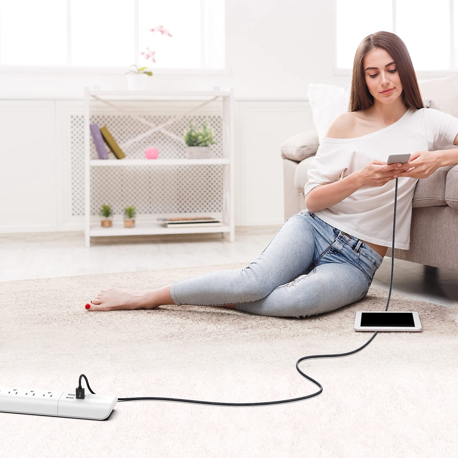 Long Micro USB Cable Android Charger 20ft Compatible with PS4 Charger Cable - High Speed 2.0 USB A Male to Micro USB Nylon Braided Cable for Android Phone