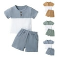 thumbnail image 5 of Gubotare Kids Clothes Boys Summer Color Block Boys Short Sleeve T-Shirt and Shorts Set, 2-Piece Outfit Bundle for Boys 6 9 12 18 24 Months 2T 3T 4T (Blue,Size 6-12 Months), 5 of 9