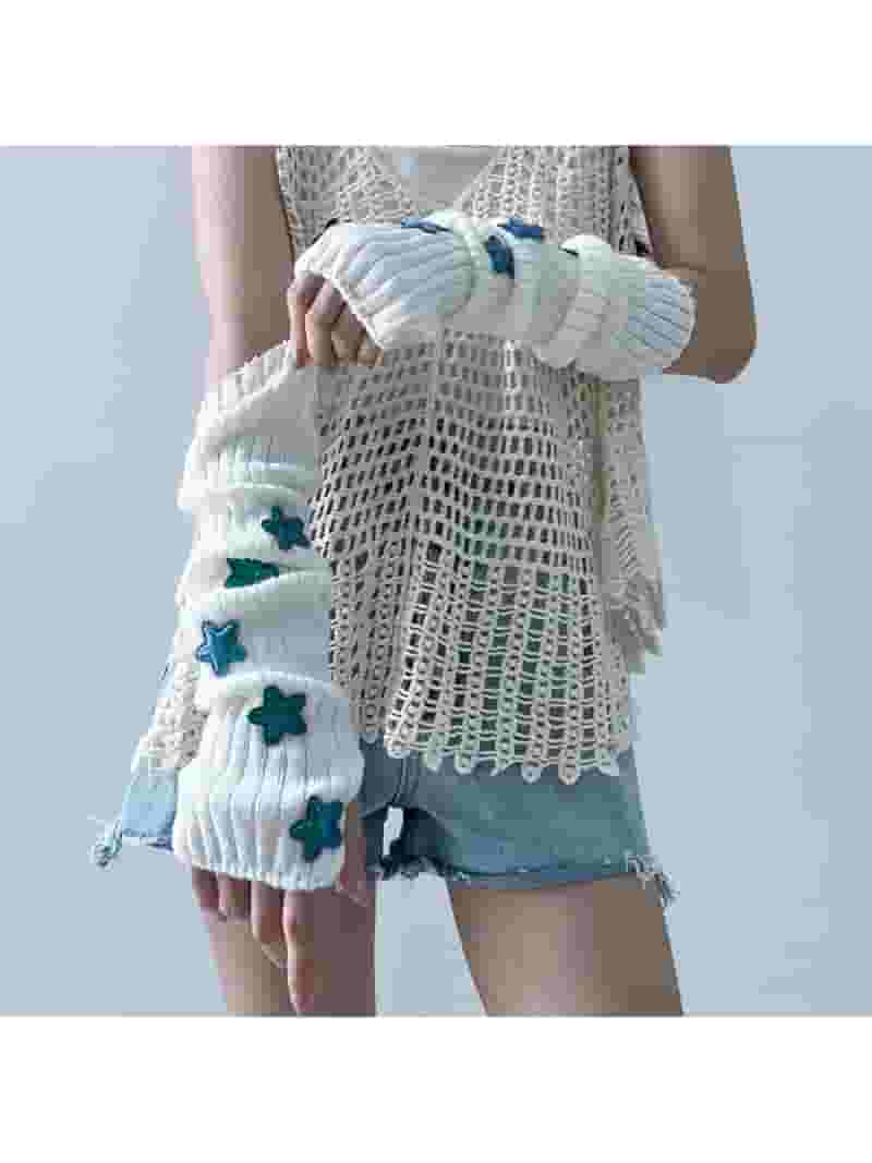 QIUYI Cute Arm Cover Y2K Knitted Arm Warmer Fairy Fingerless QIUYI Cute Arm Cover Y2K Knitted Arm Warmer Fairy Fingerless