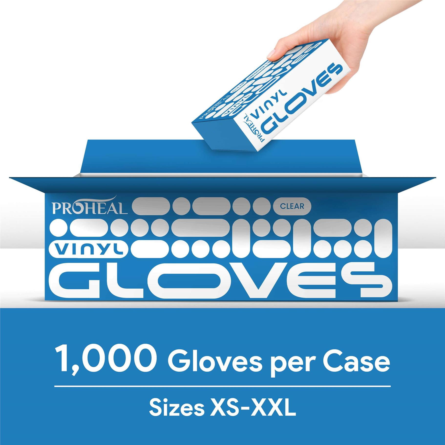 ProHeal Clear Vinyl Gloves - Extra Large - 1000 Count Case, Medical Gloves, Food Gloves, Disposable, Latex Free, Powder Free
