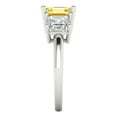 thumbnail image 3 of 4.0 ct Brilliant Square Emerald Cut VVS1 Yellow Zircon 14k White Solid Gold Three-Stone Wedding Bridal Anniversary Engagement Ring size 9.25, 3 of 7